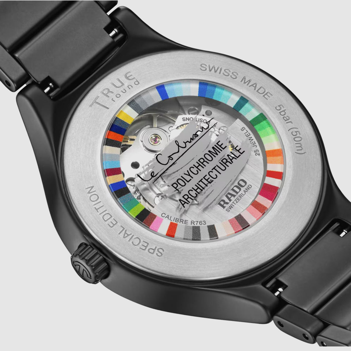 True Round Unisex Automatic Black Dial Analog Ceramic Watch R27111162