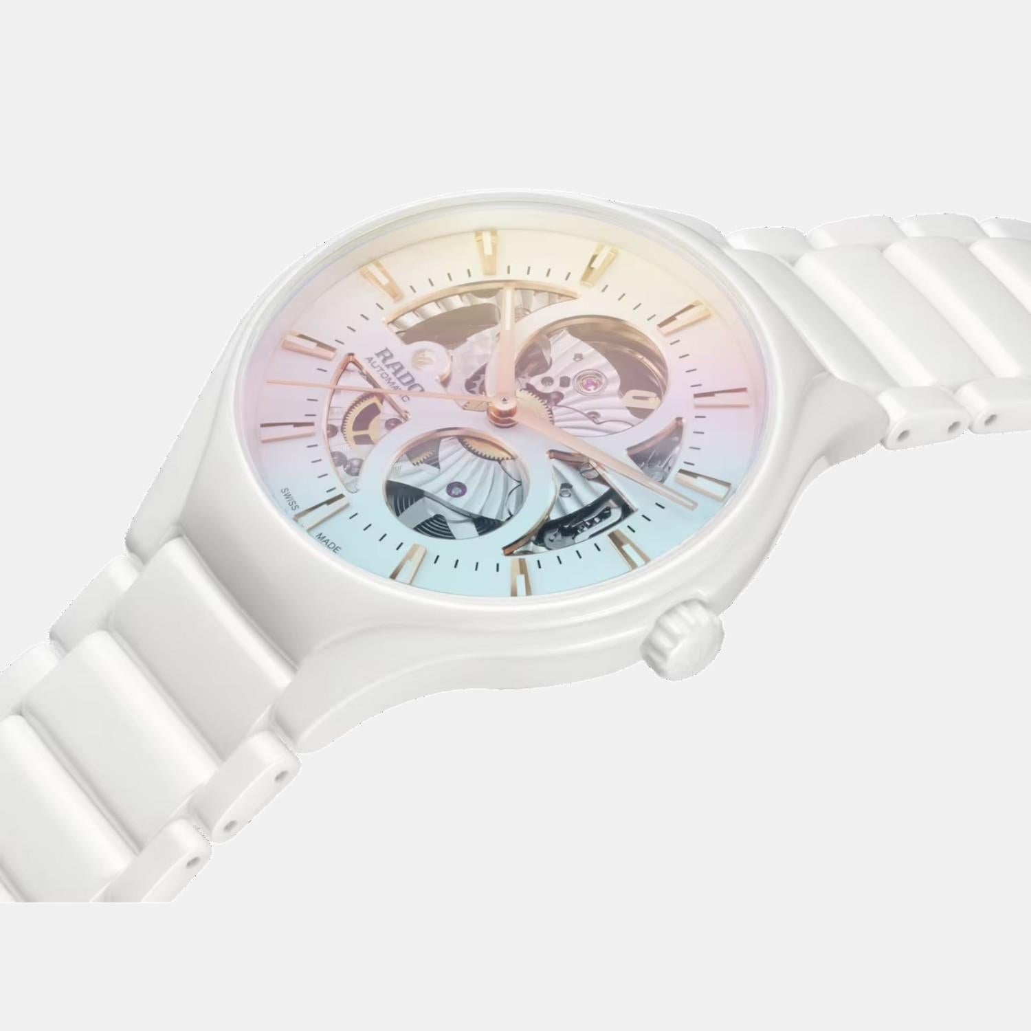 True Round Unisex Automatic White Dial Analog Ceramic Watch R27115022