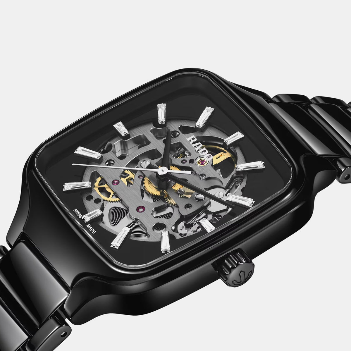 True Square Unisex Automatic Black Dial Analog Ceramic Watch R27124702