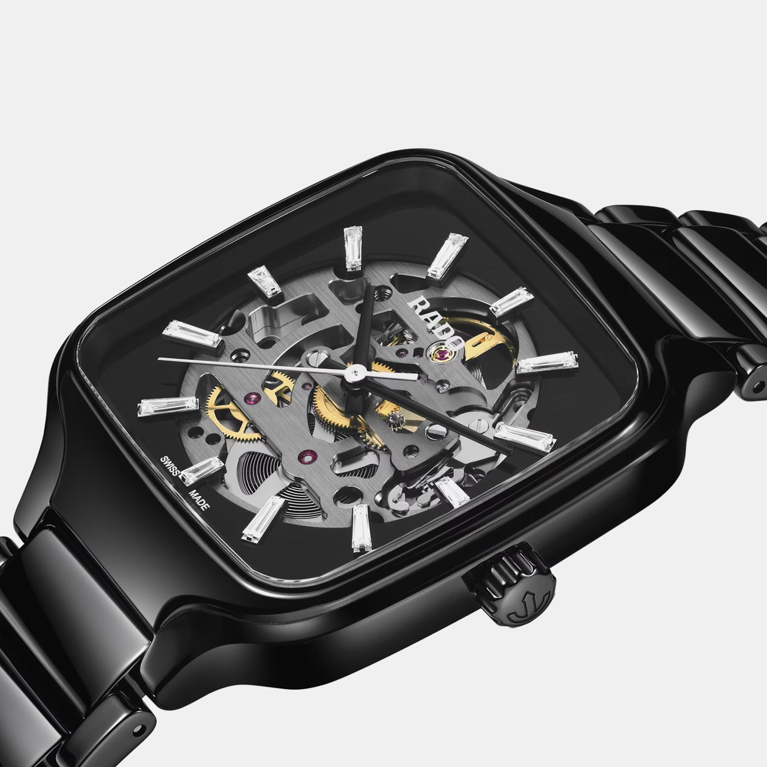 True Square Men Automatic Black Dial Analog Stainless Steel Watch R27124702