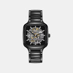 True Square Men Automatic Black Dial Analog Stainless Steel Watch R27124702