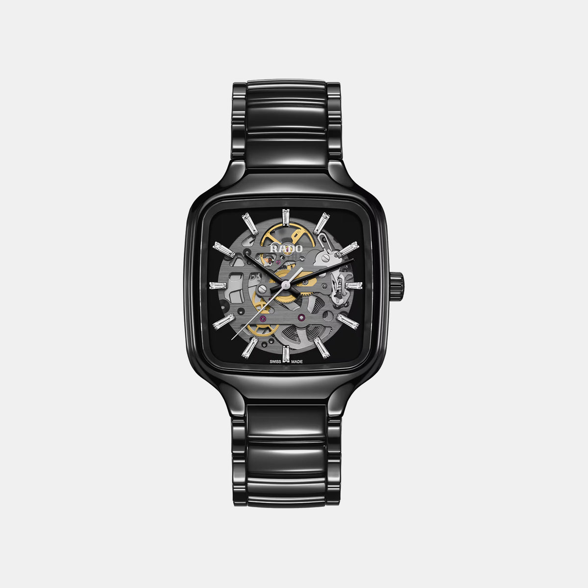 True Square Unisex Automatic Black Dial Analog Ceramic Watch R27124702