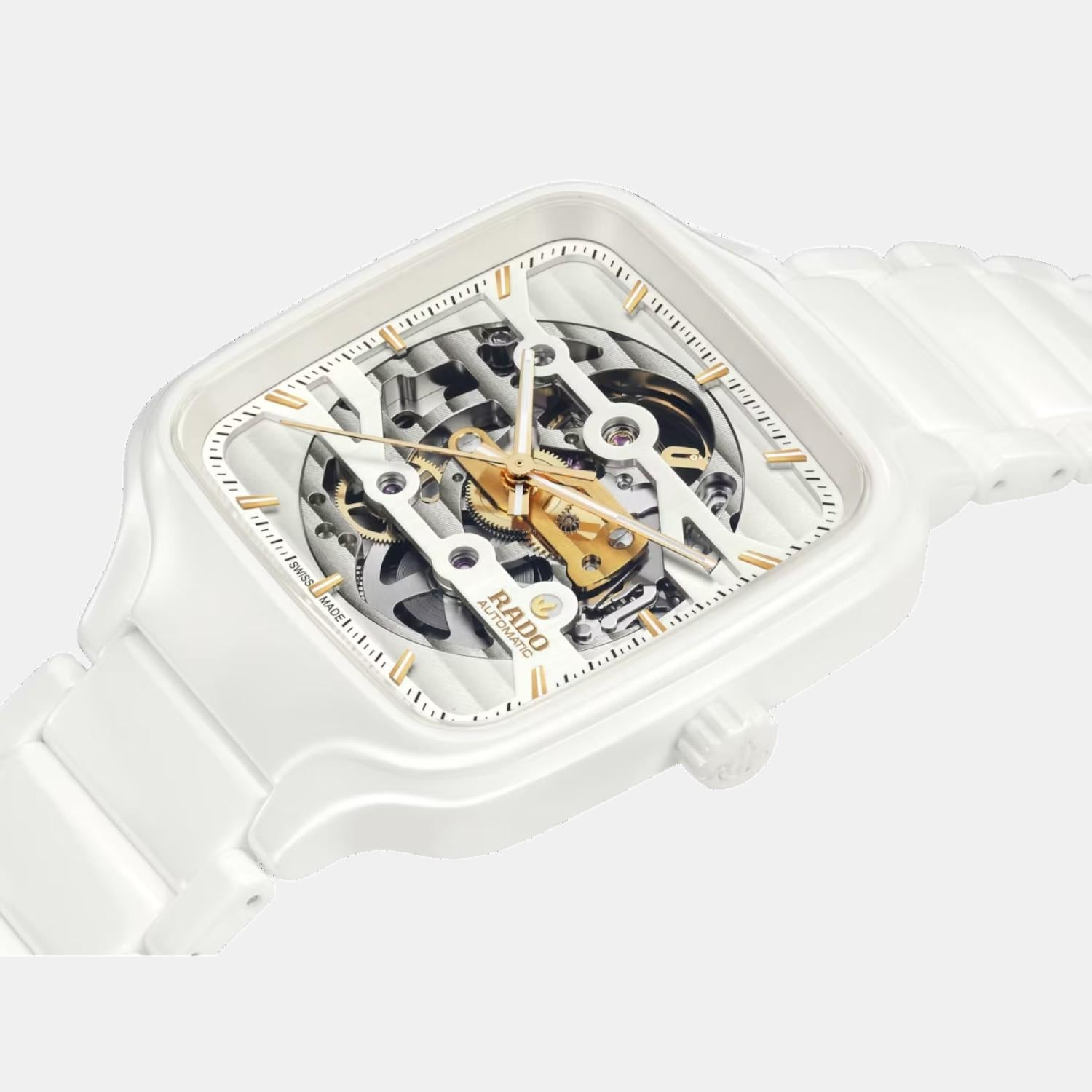 True Square Unisex Automatic White Dial Analog Ceramic Watch R27126012