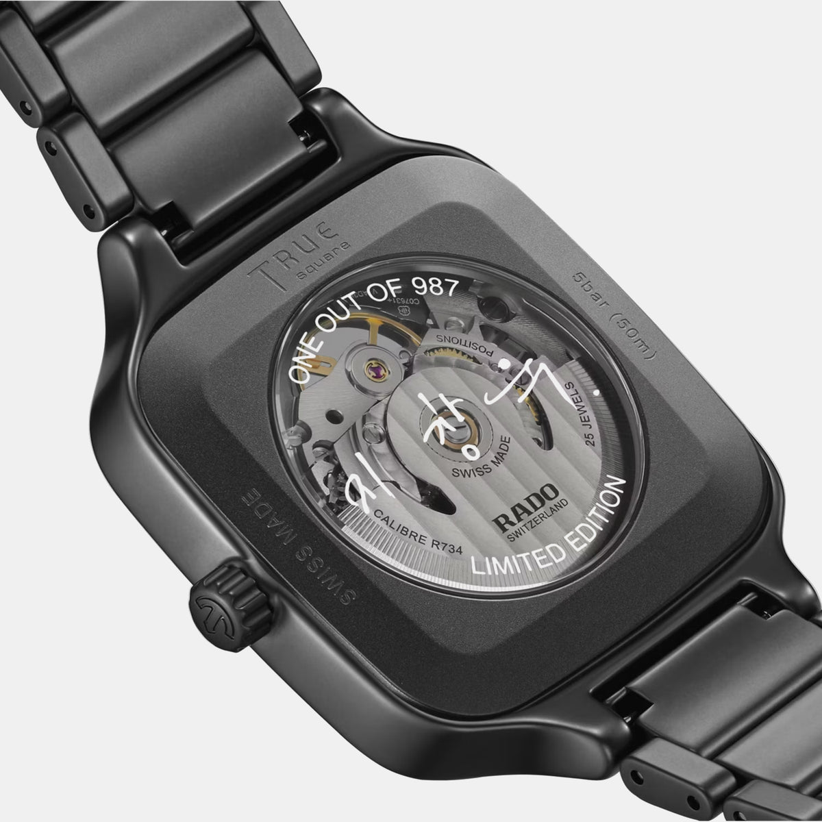 True Square Unisex Automatic Black Dial Analog Ceramic Watch R27174712