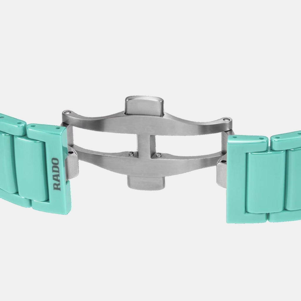 True Square Unisex Automatic Silver & Turquoise Dial Analog Ceramic Watch R27176712