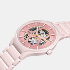 True Round Open Heart Limited Edition Women Automatic Pink Dial Analog Ceramic Watch R27183012