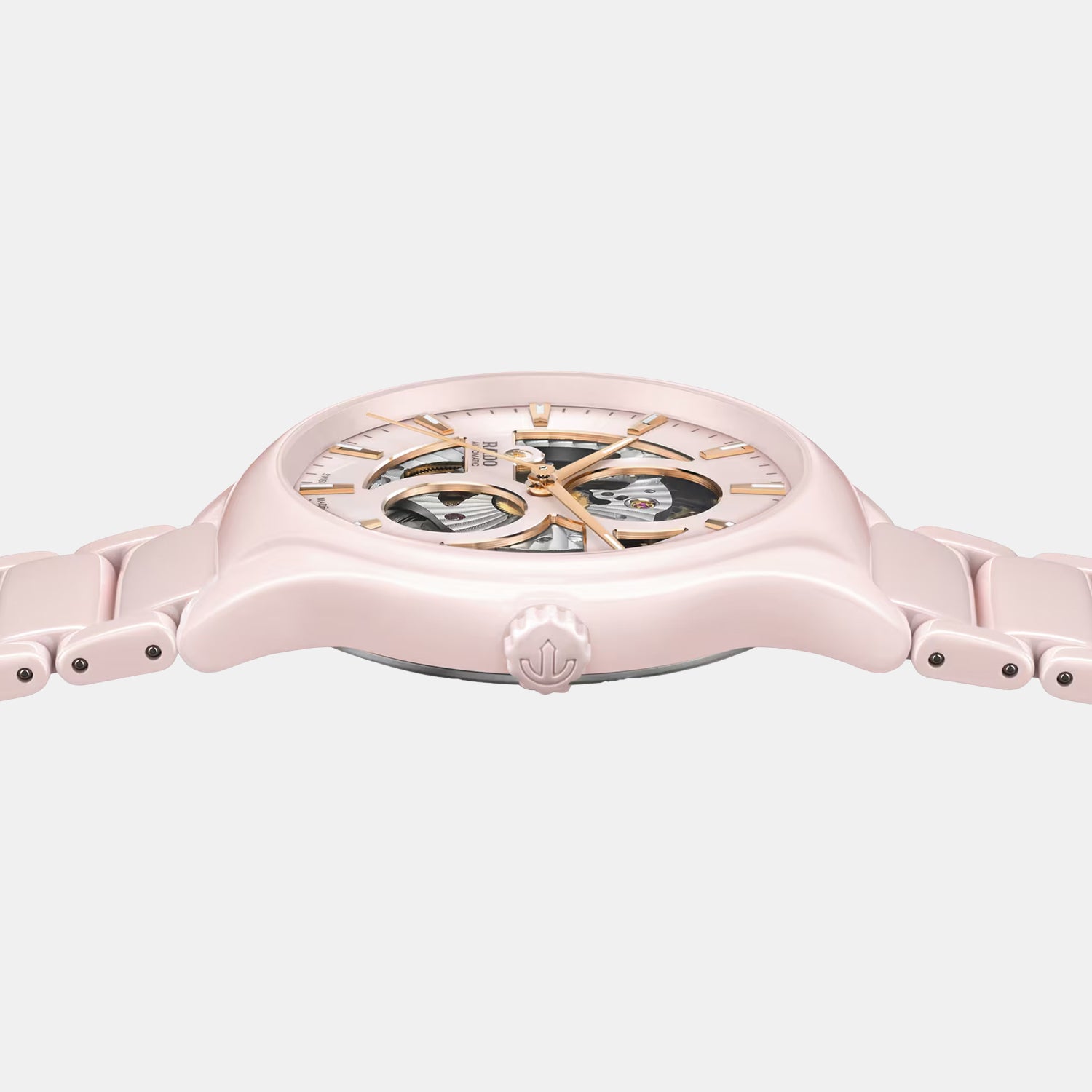 True Round Open Heart Limited Edition Women Automatic Pink Dial Analog Ceramic Watch R27183012