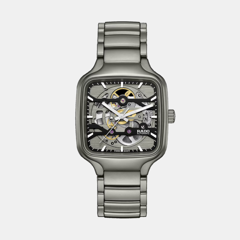 True Square Unisex Automatic Black Grey Dial Analog Ceramic Watch R27196152