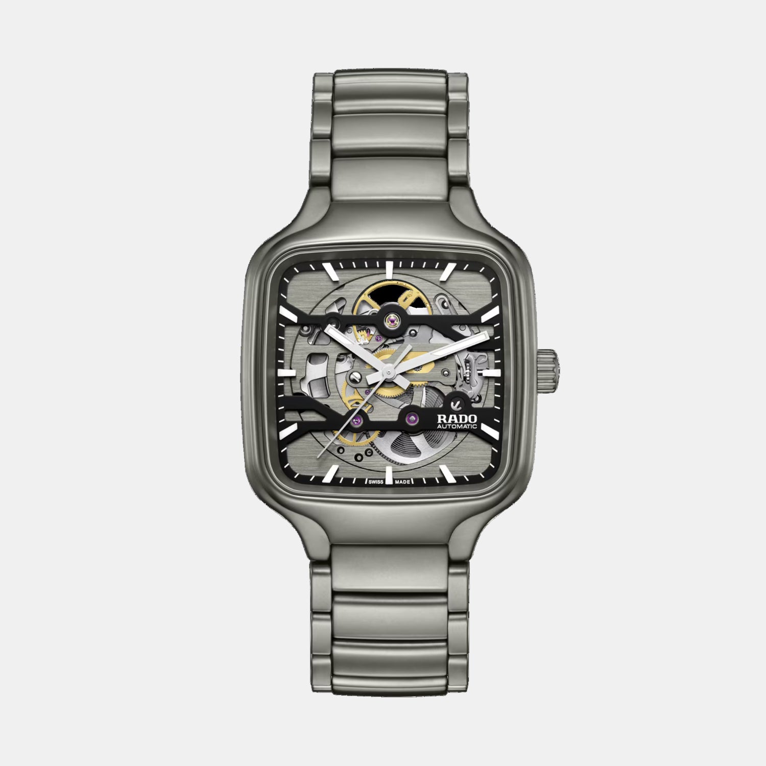 True Square Unisex Automatic Black Grey Dial Analog Ceramic Watch R27196152