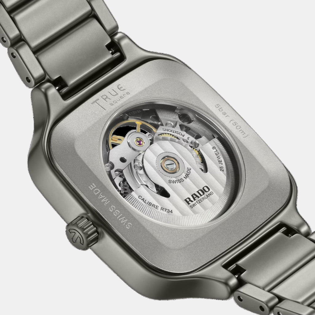 True Square Unisex Automatic Black Grey Dial Analog Ceramic Watch R27196152