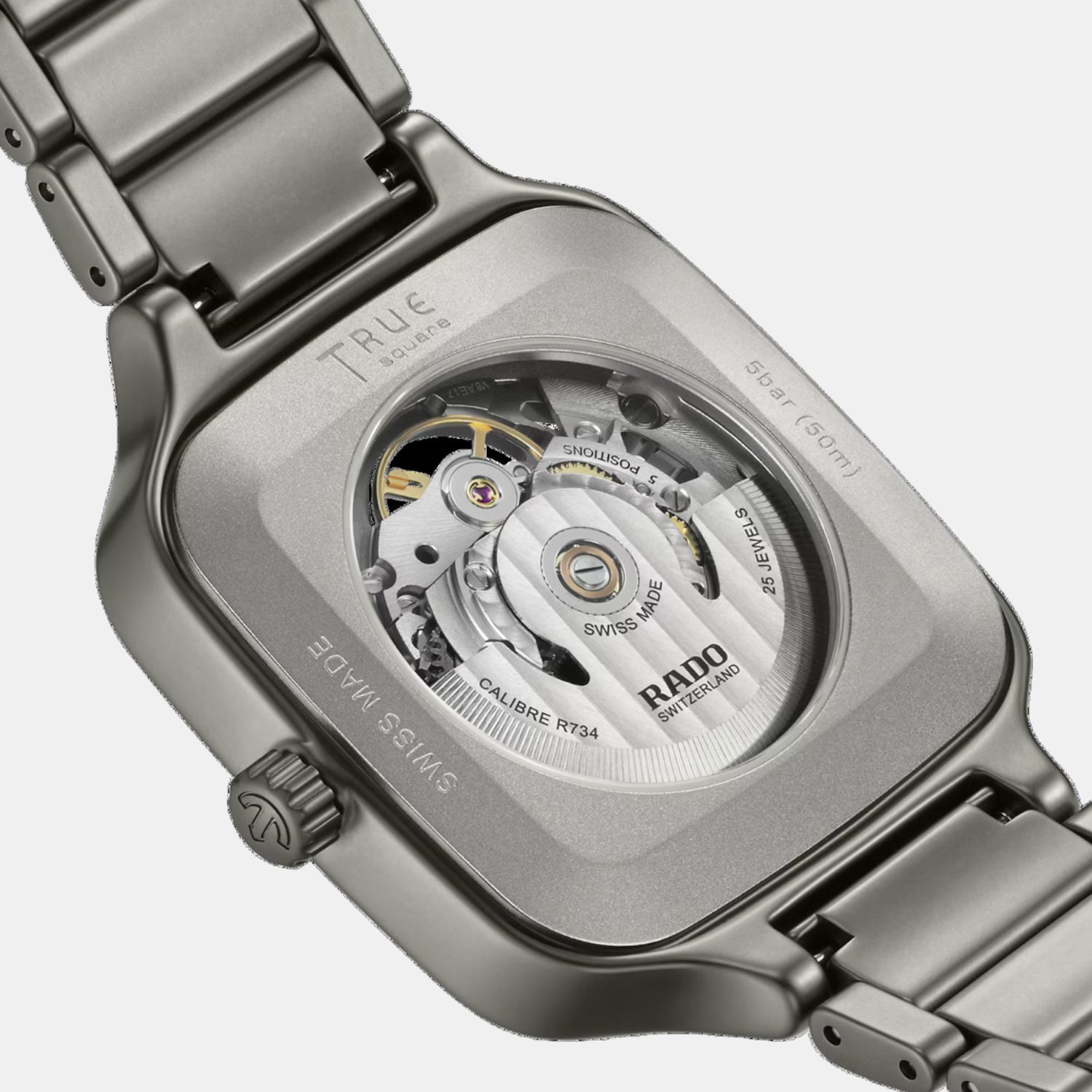 True Square Unisex Automatic Black Grey Dial Analog Ceramic Watch R27196152