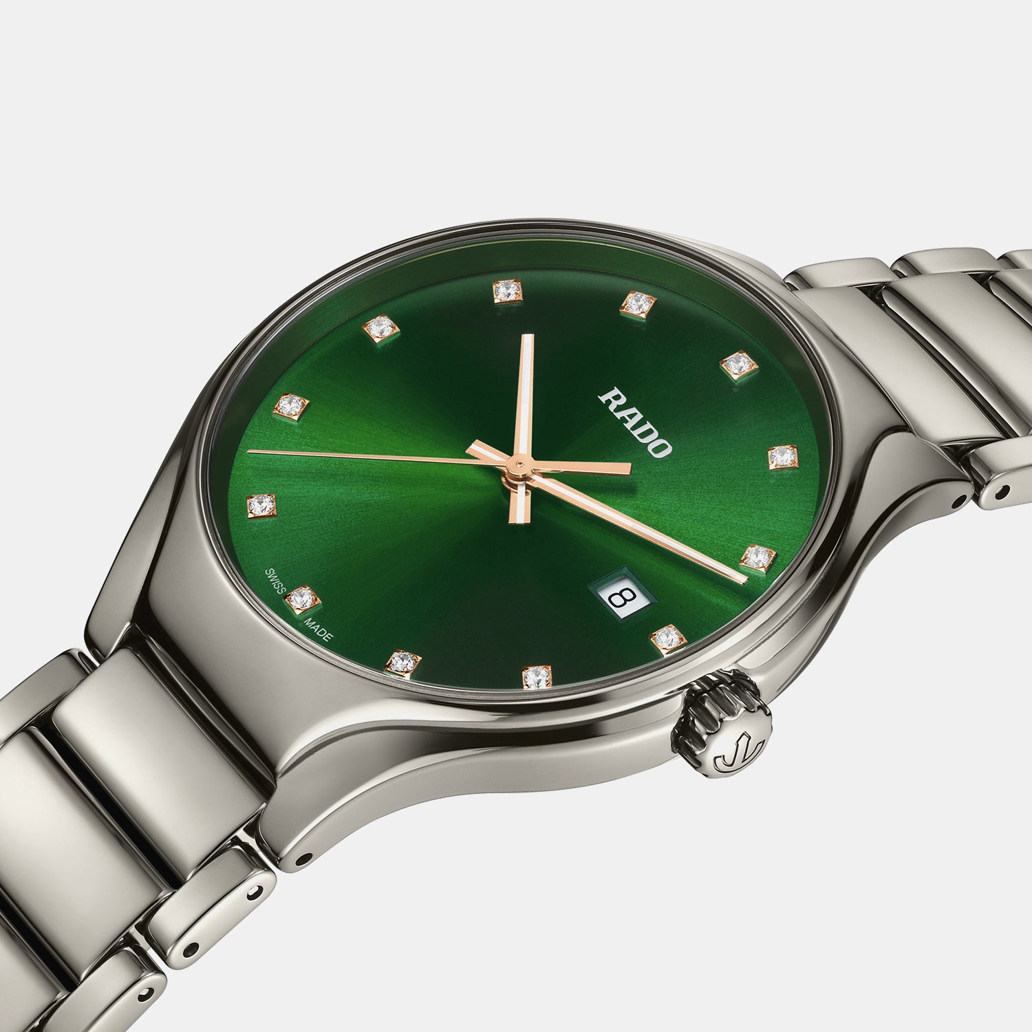 True Round Unisex Quartz Green Dial Analog Ceramic Watch R27239742