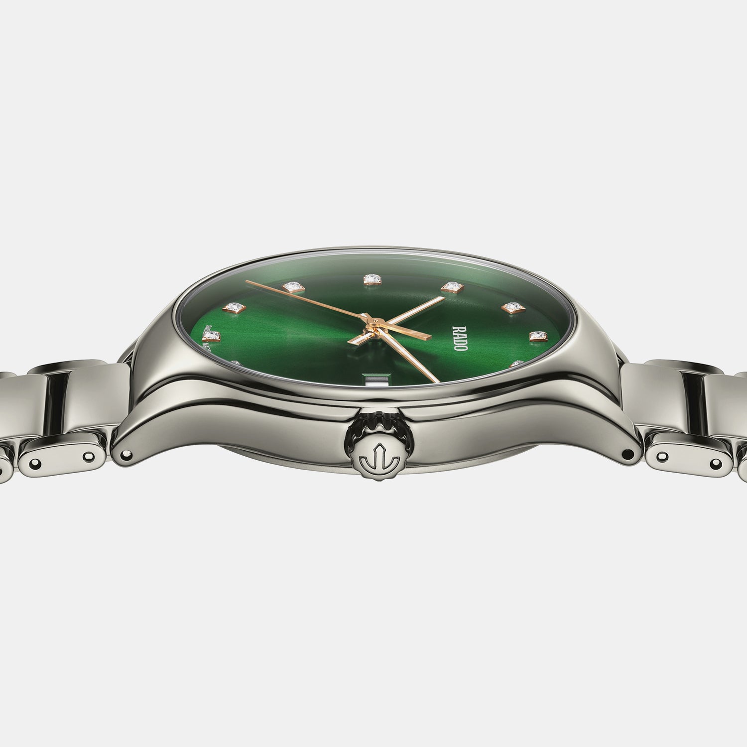 True Round Unisex Quartz Green Dial Analog Ceramic Watch R27239742