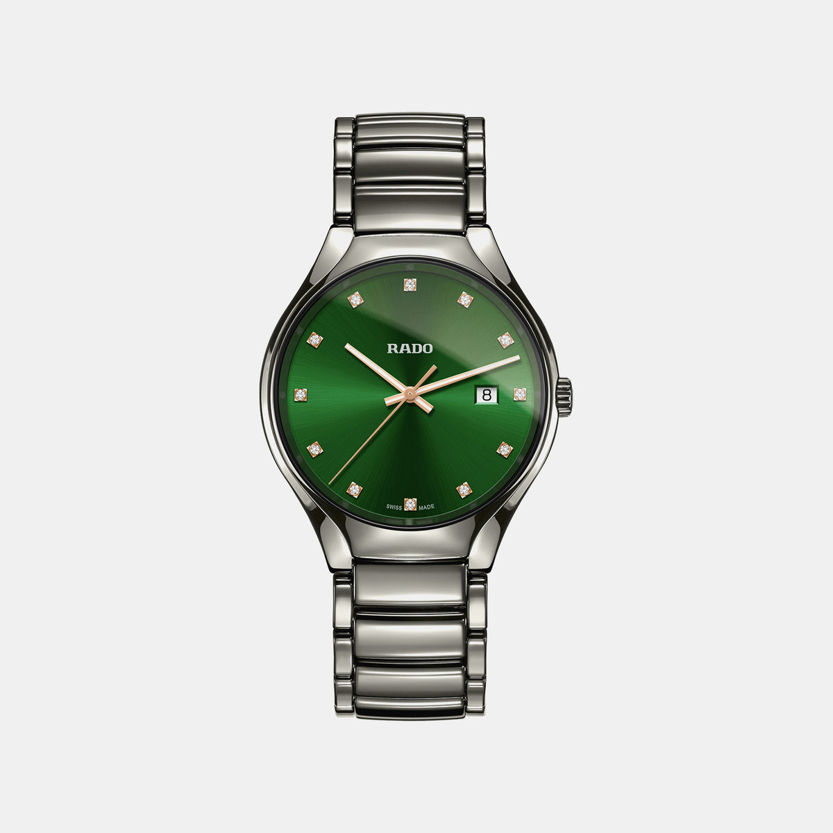 True Round Unisex Quartz Green Dial Analog Ceramic Watch R27239742