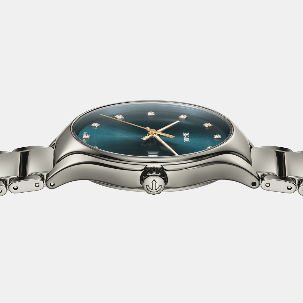 True Round Unisex Quartz Blue Dial Analog Ceramic Watch R27239752