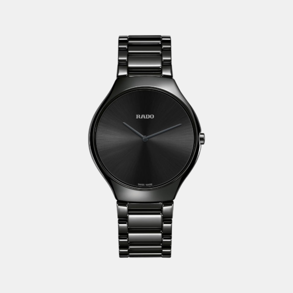 True Thinline Unisex Quartz Black Dial Analog Ceramic Watch R27741182