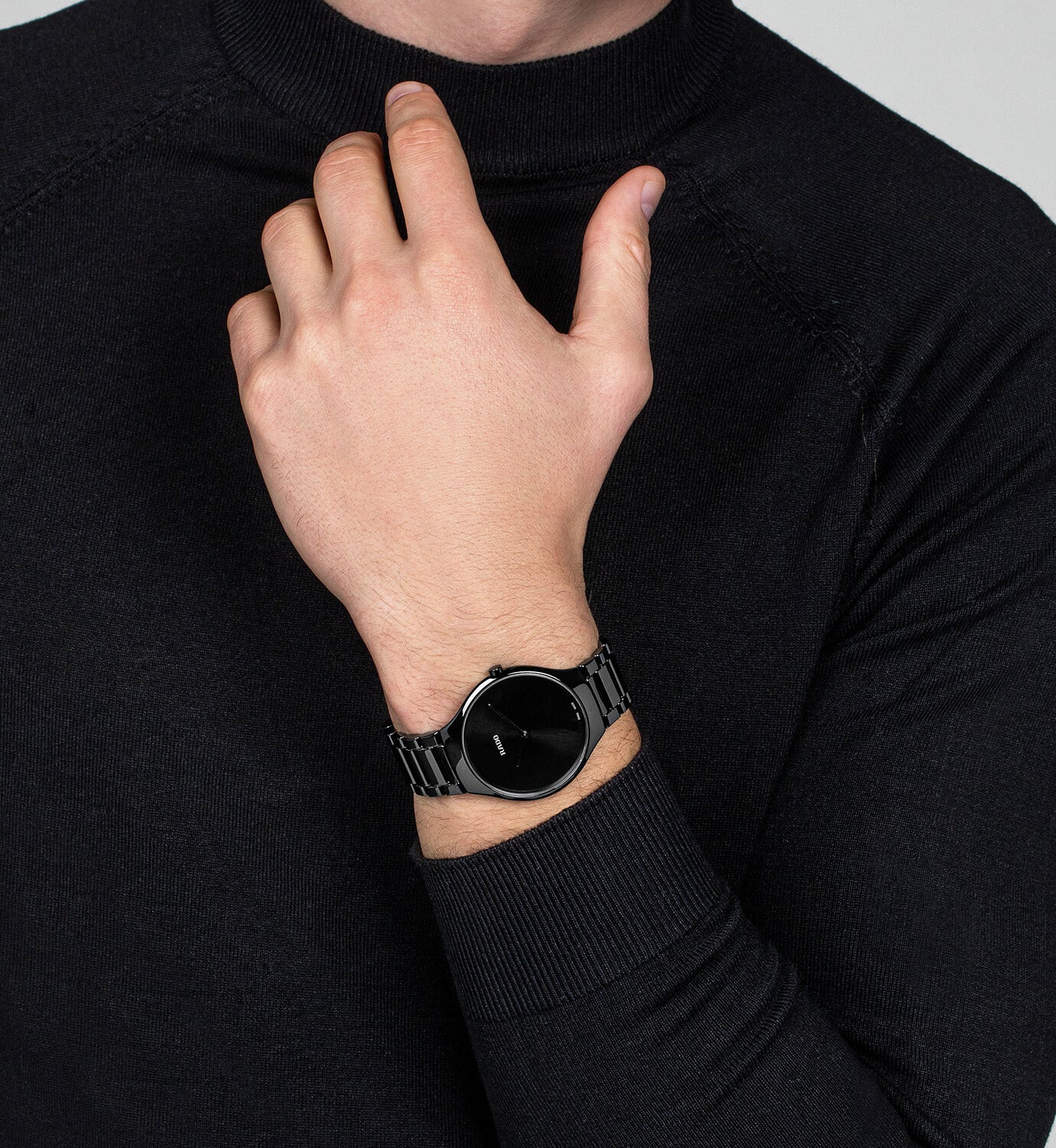 Rado True Thinline Unisex Quartz Black Dial Analog Ceramic Watch