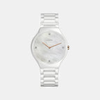 True Round Thinline Diamonds Unisex Quartz White Dial Analog Ceramic Watch R27957909