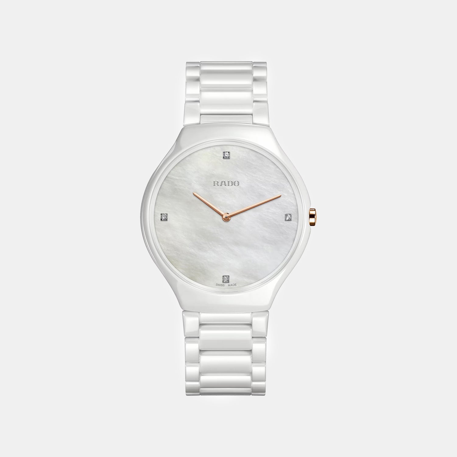 True Round Thinline Diamonds Unisex Quartz White Dial Analog Ceramic Watch R27957909