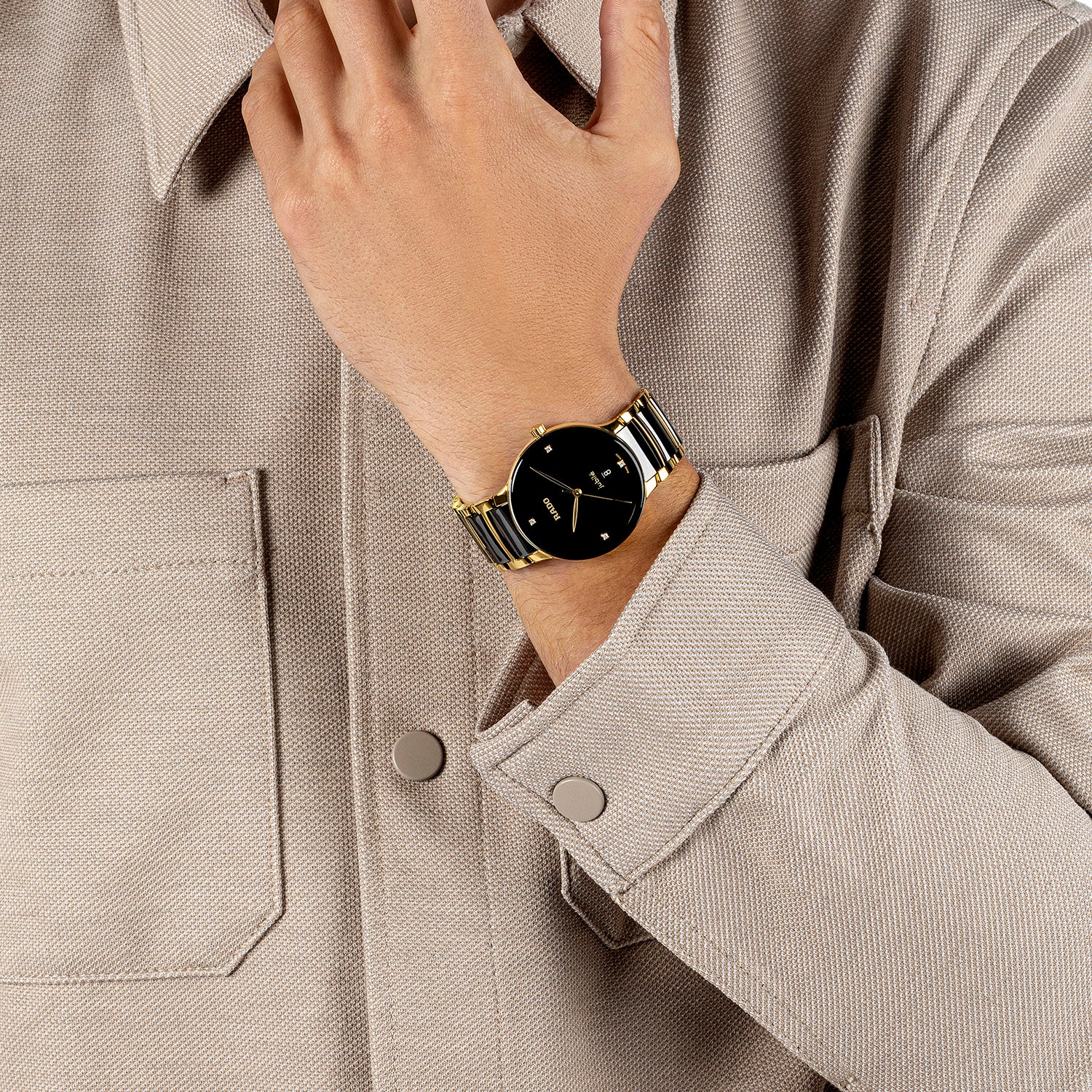 Centrix Unisex Quartz Black Dial Analog Ceramic Watch R30022712