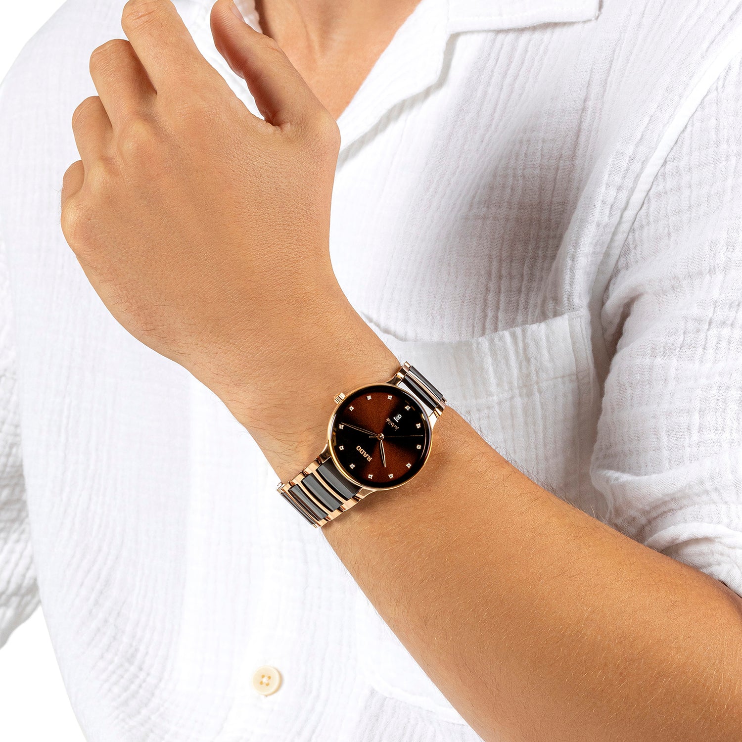 Centrix Unisex Quartz Brown Dial Analog Ceramic Watch R30023732