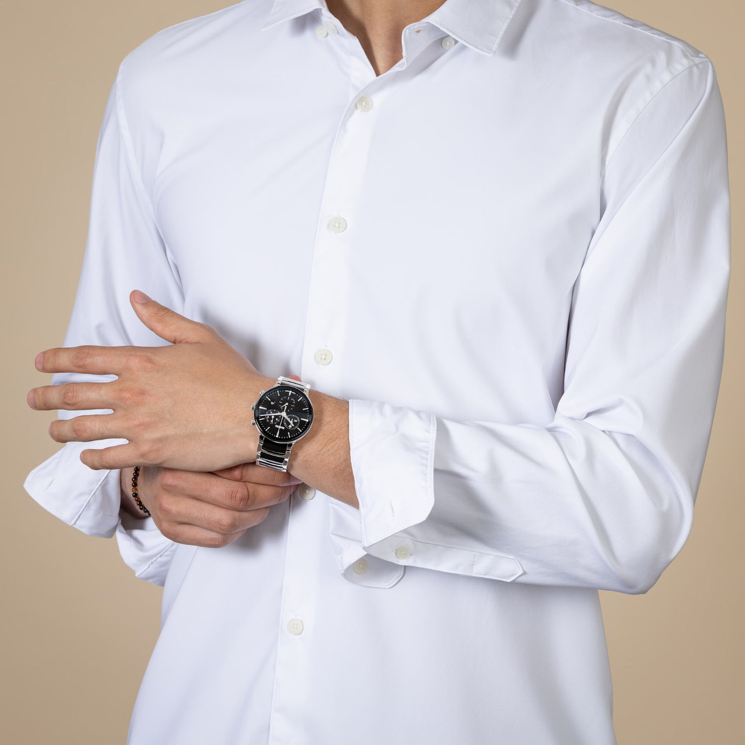 Centrix Men Quartz Black Dial Chronograph Stainless Steel Watch R30210152