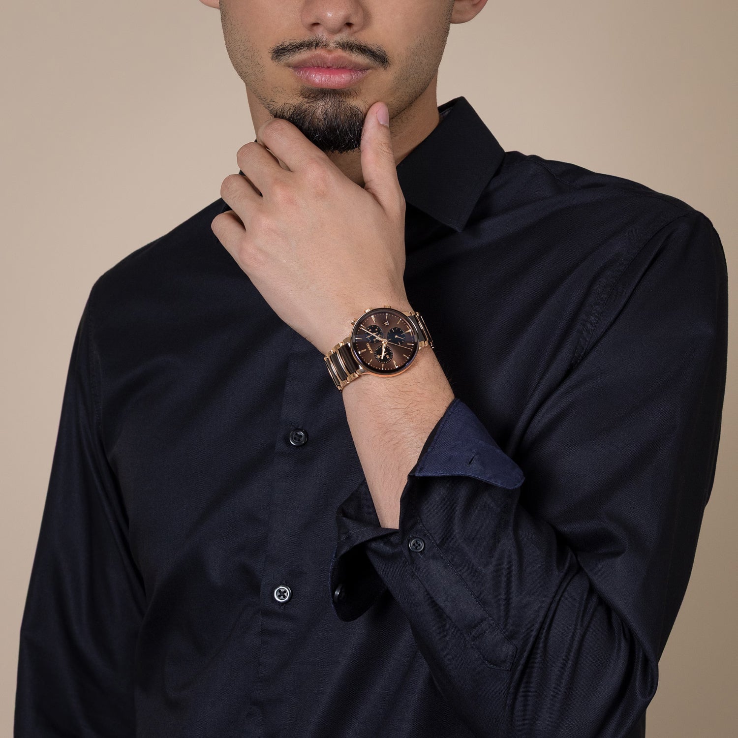 Centrix Men Quartz Brown Dial Chronograph Stainless Steel Watch R30212302