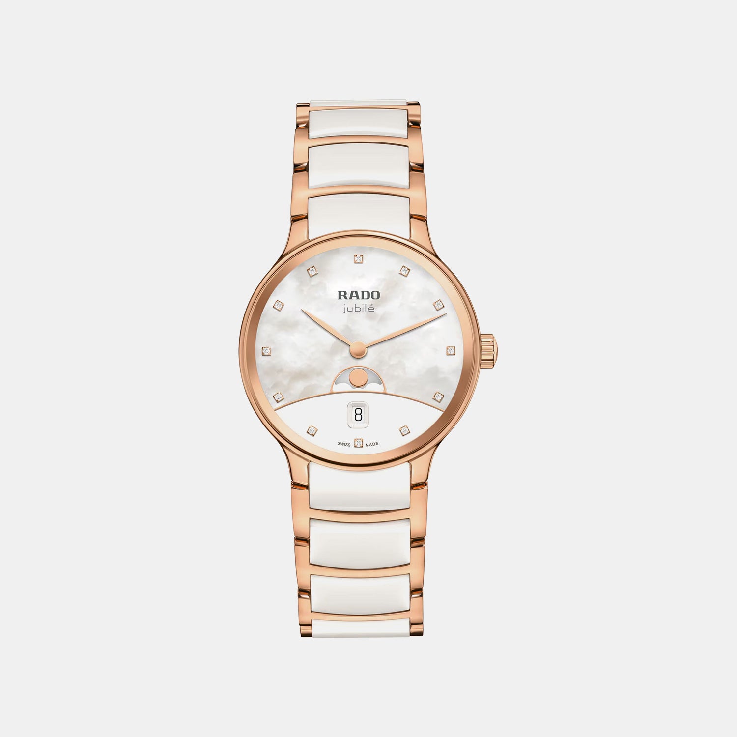 Centrix Moonphase Women Quartz White Mother Of Pearl Dial Analog Ceramic Watch R30232922