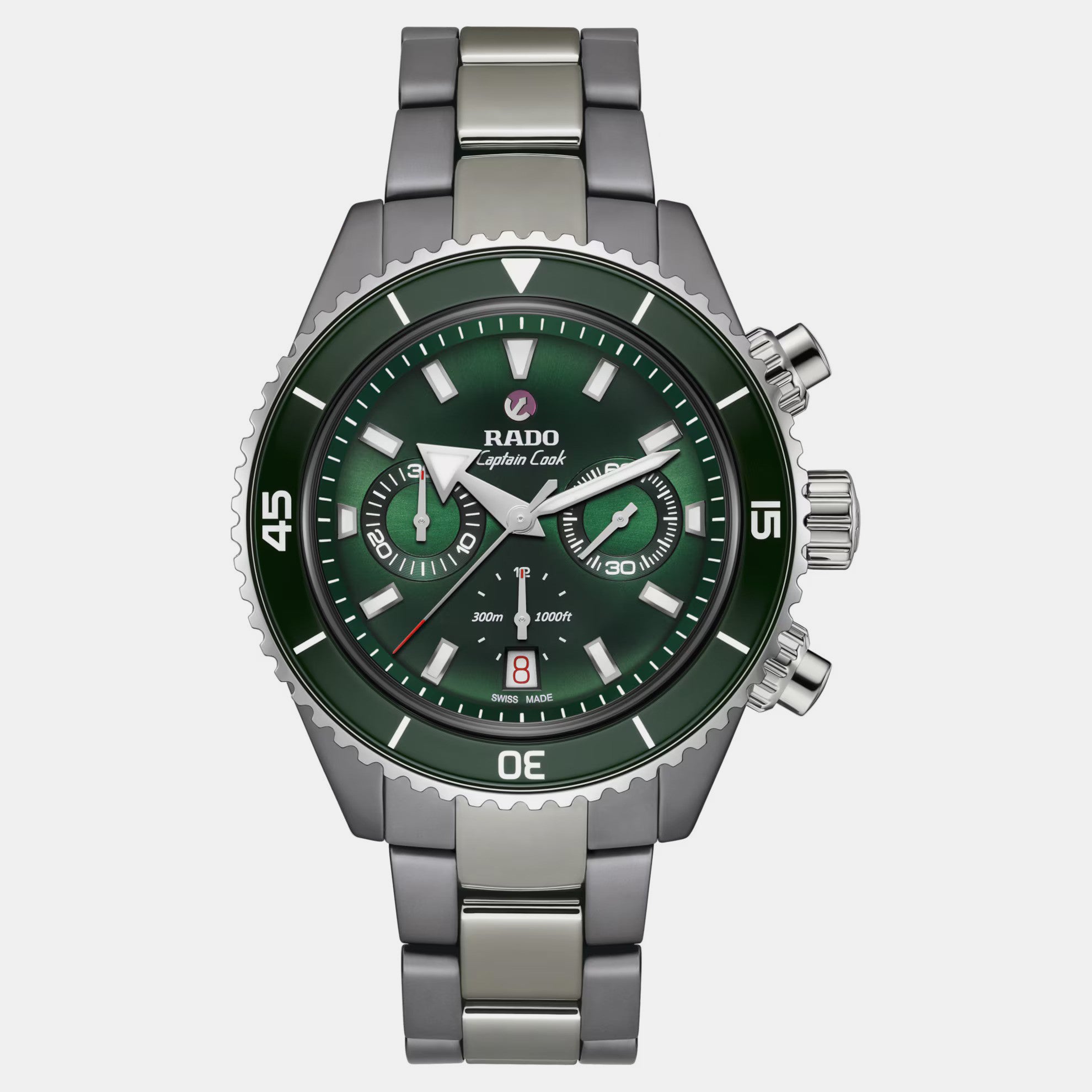 Captain Cook Men Automatic Green Dial Chronograph Ceramic Watch R32189313