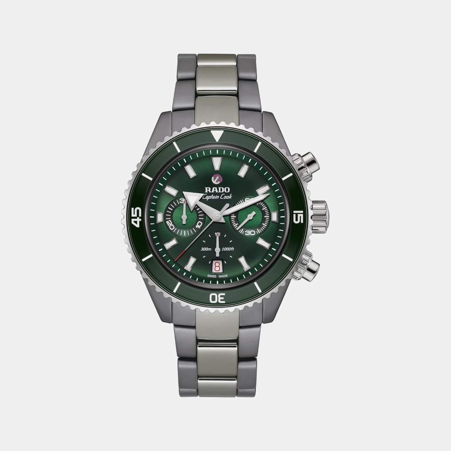 Captain Cook Men Automatic Green Dial Chronograph Ceramic Watch R32189313