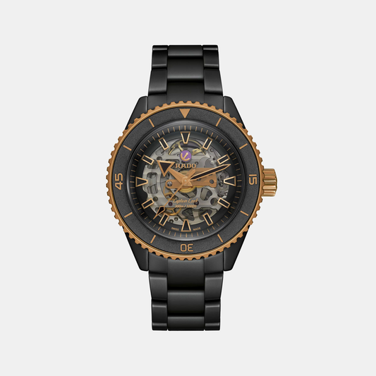 Captain Cook Ceramic Skeleton Men Automatic Black Dial Analog Titanium Watch R32192152