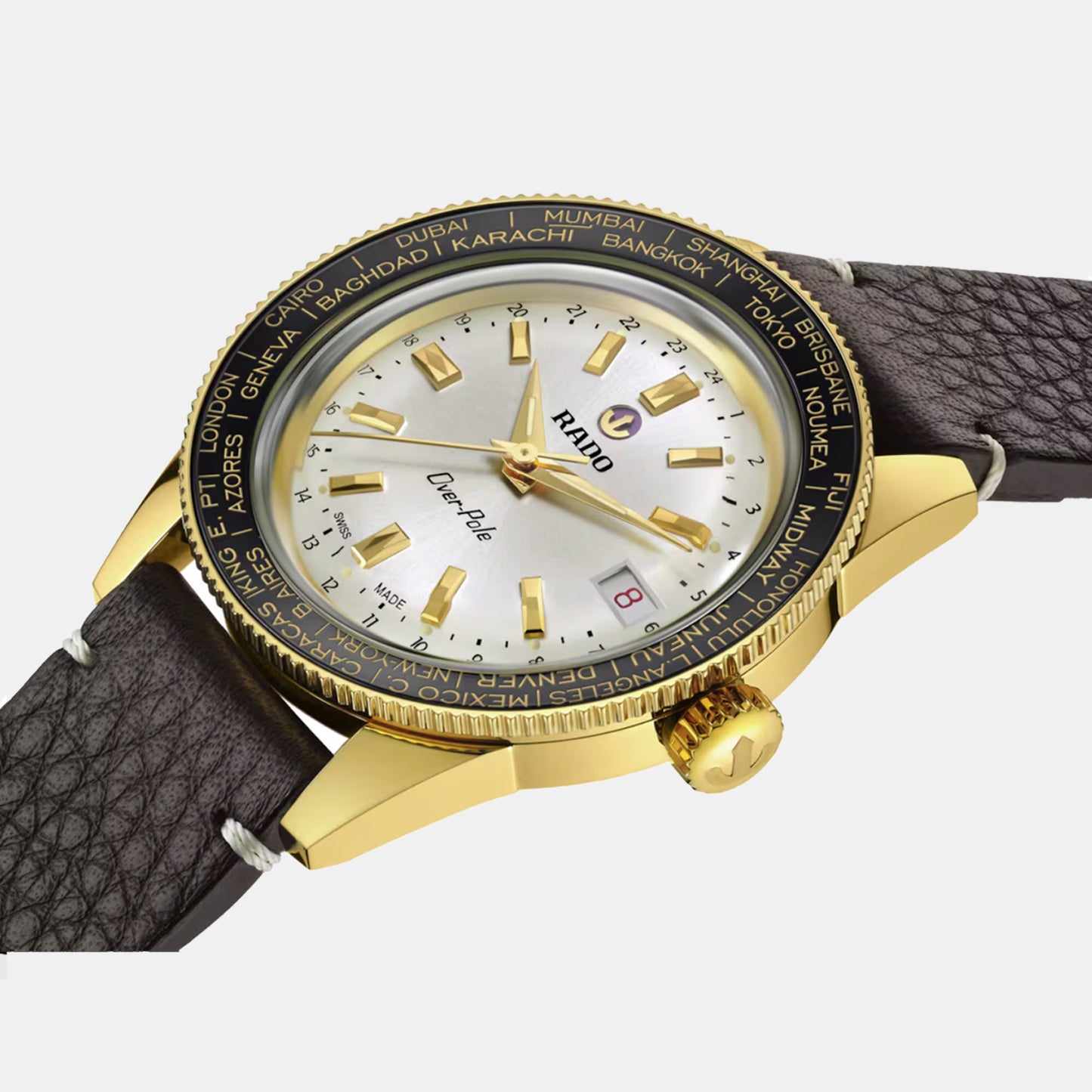 Captain Cook Over-Pole Rado Men Automatic Silver Dial Analog Leather Watch R32193018