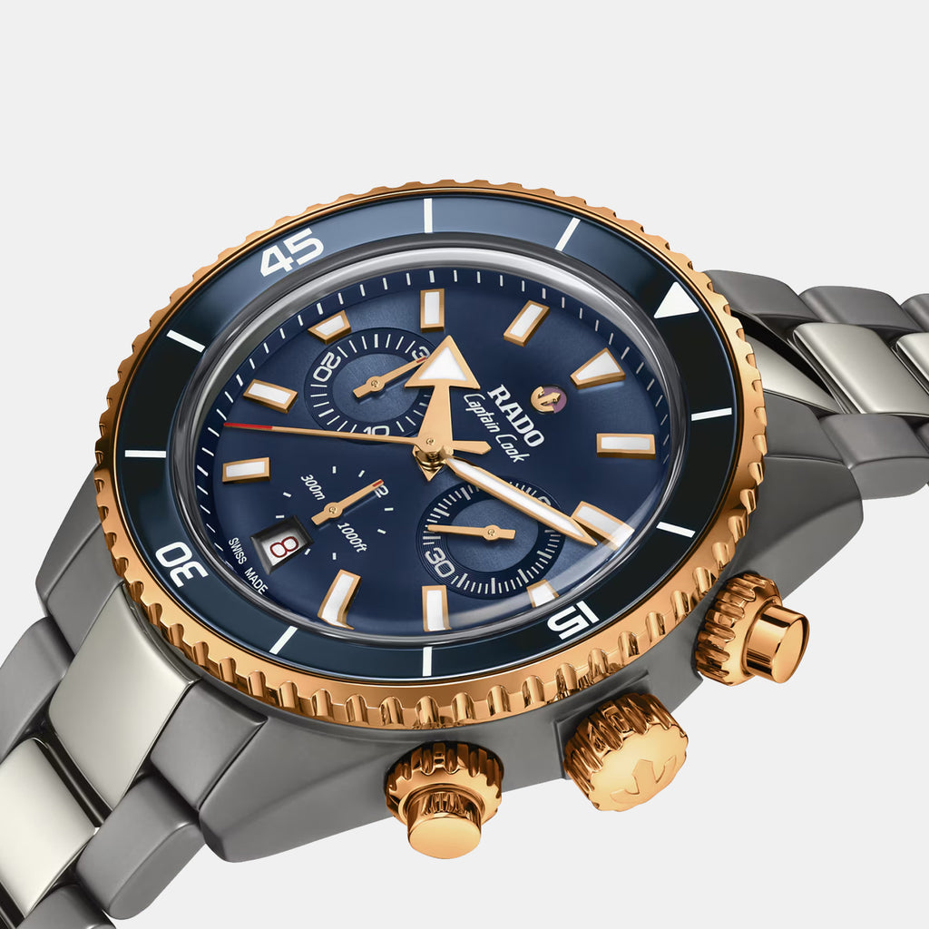 Captain Cook Men Automatic Blue Dial Chronograph Ceramic Watch R32195202