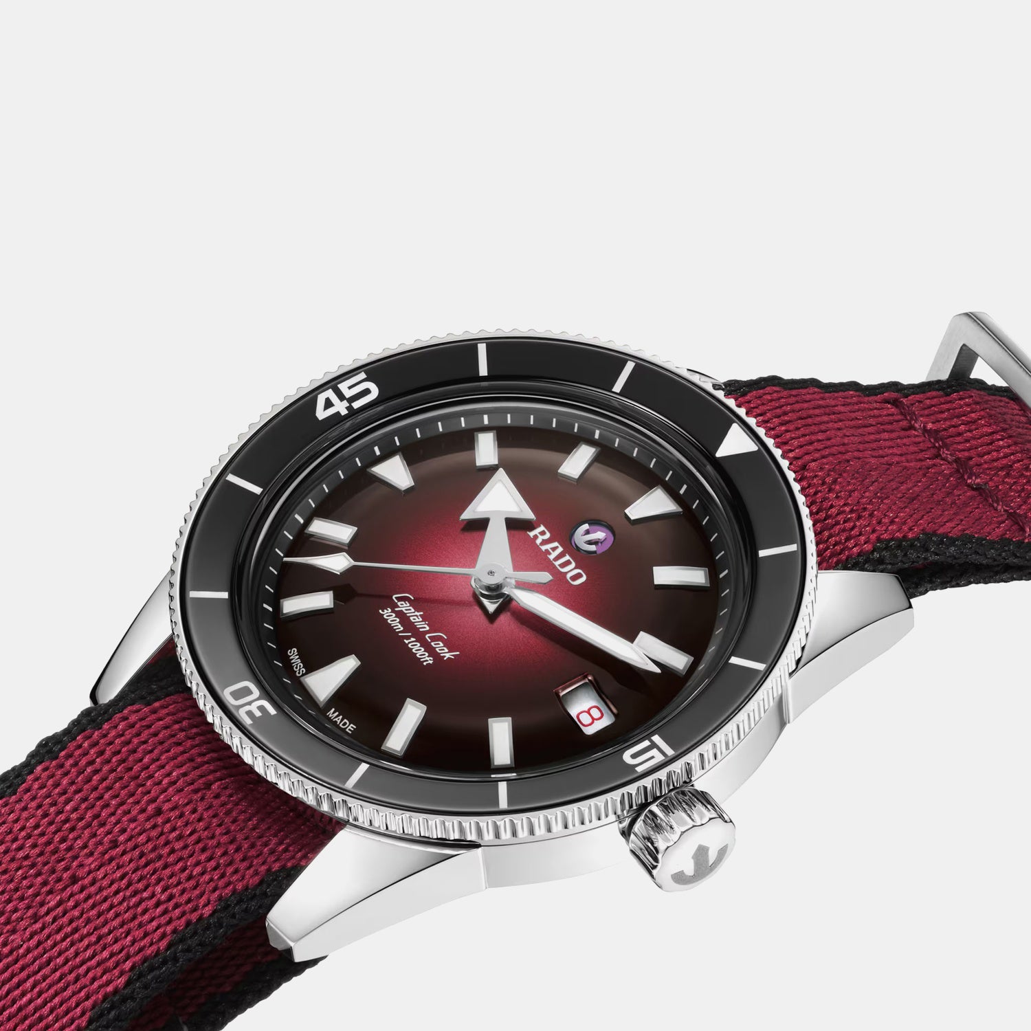 Captain Cook Men Automatic Black Burgundy Gradient Dial Analog Stainless Steel Watch R32223408