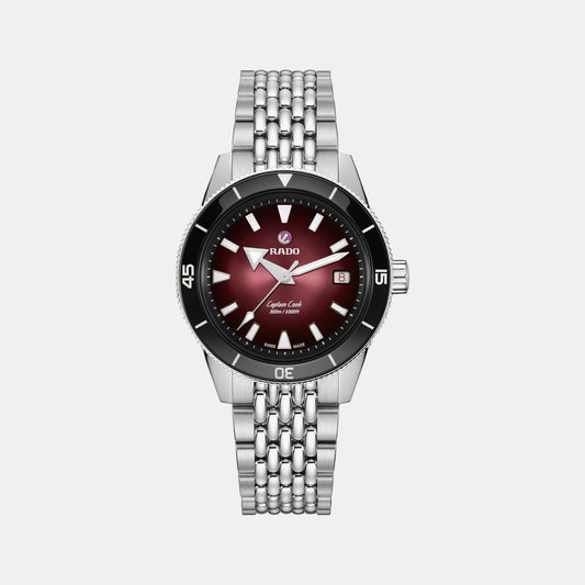 Captain Cook Men Automatic Black Burgundy Gradient Dial Analog Stainless Steel Watch R32223408