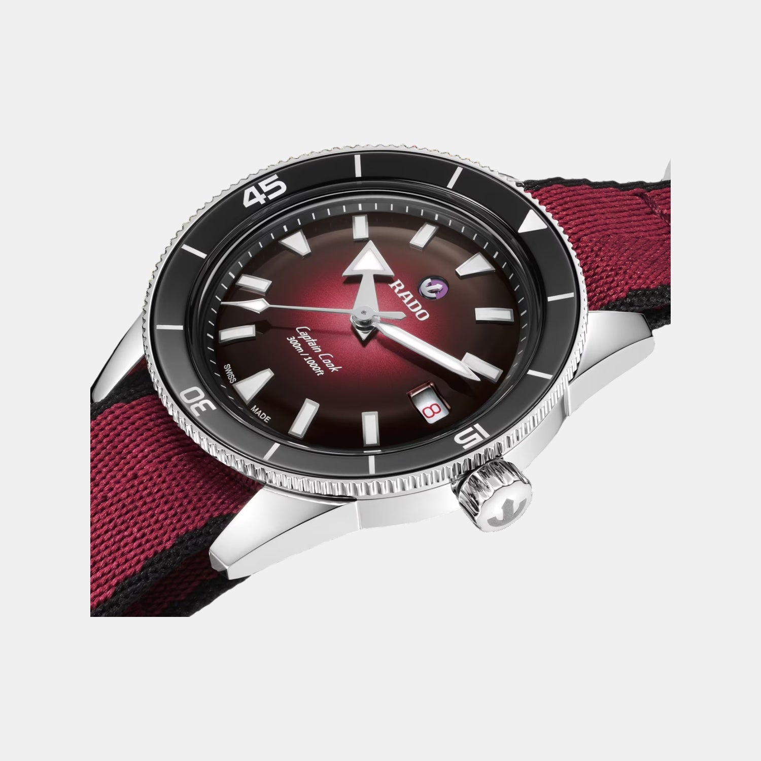 Captain Cook Men Automatic Black Burgundy Gradient Dial Analog Stainless Steel Watch R32223408