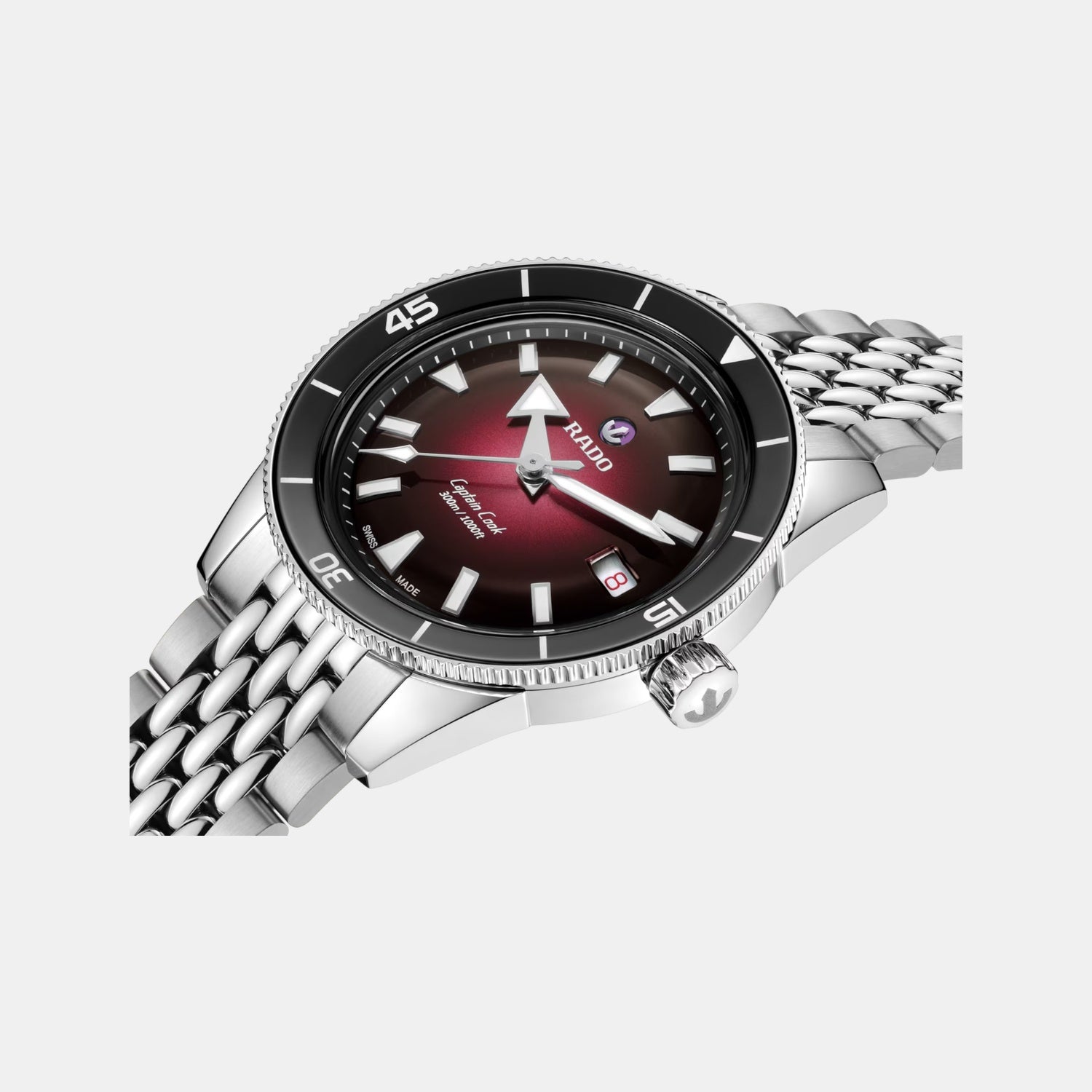 Captain Cook Men Automatic Black Burgundy Gradient Dial Analog Stainless Steel Watch R32223408