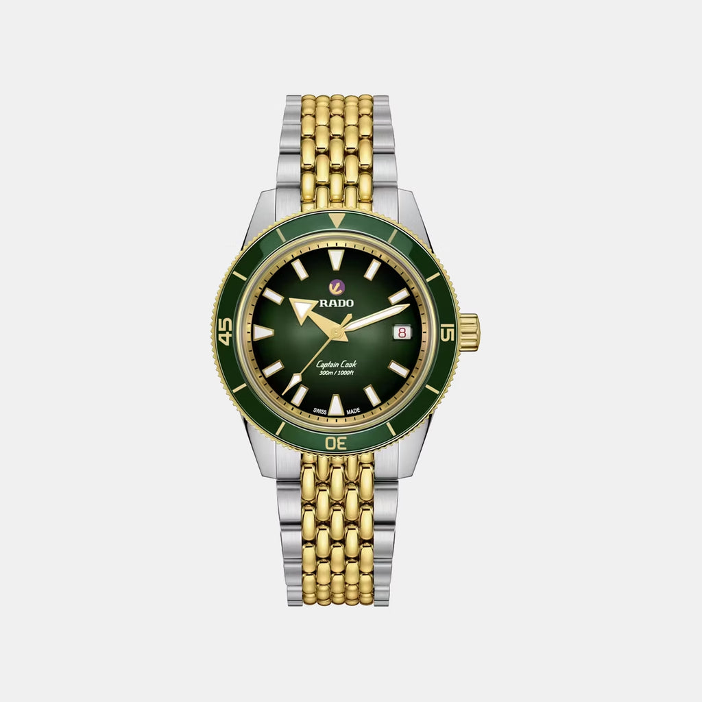Captain Cook Men Automatic Black Green Gradient Dial Analog Stainless Steel Watch R32225313