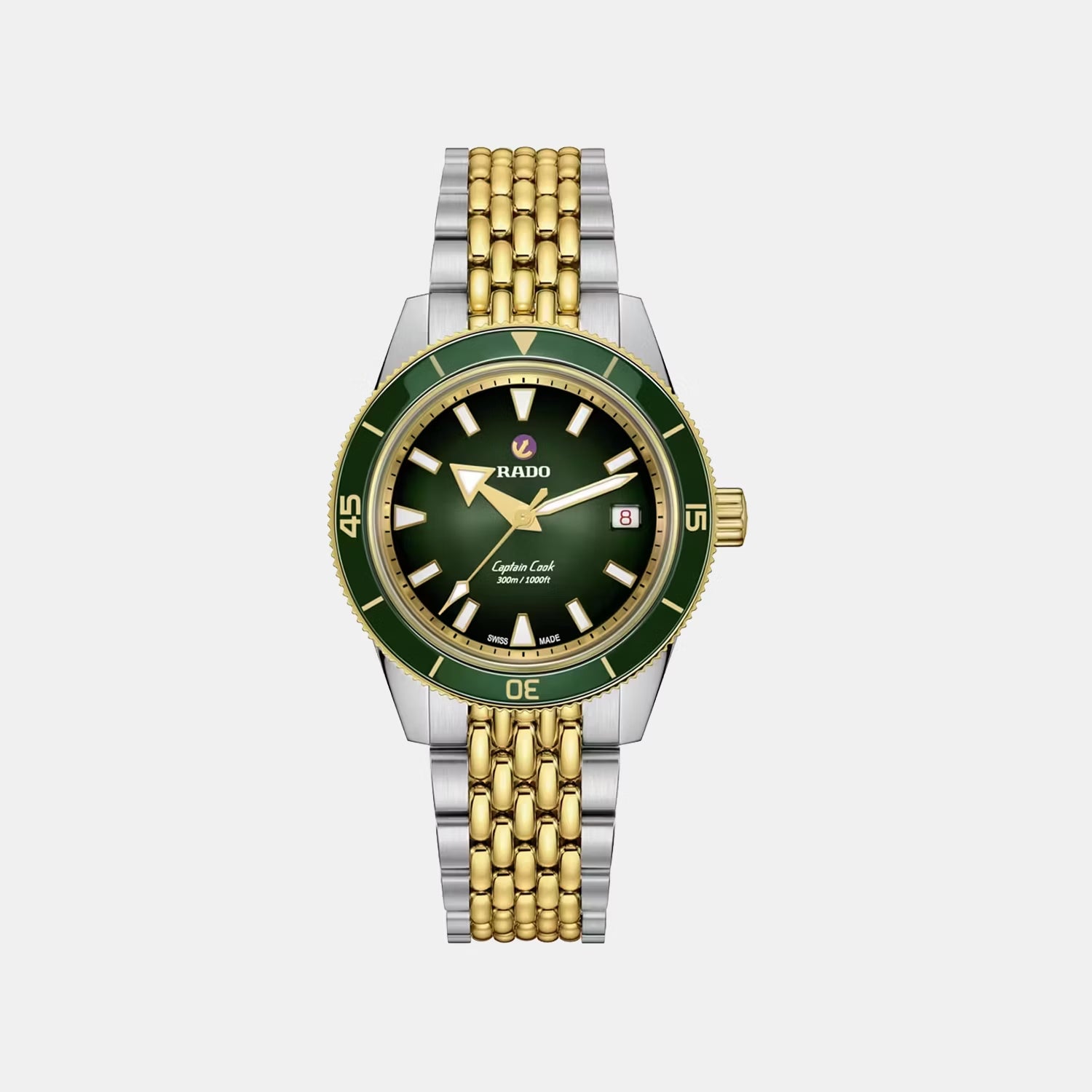 Captain Cook Men Automatic Black Green Gradient Dial Analog Stainless Steel Watch R32225313