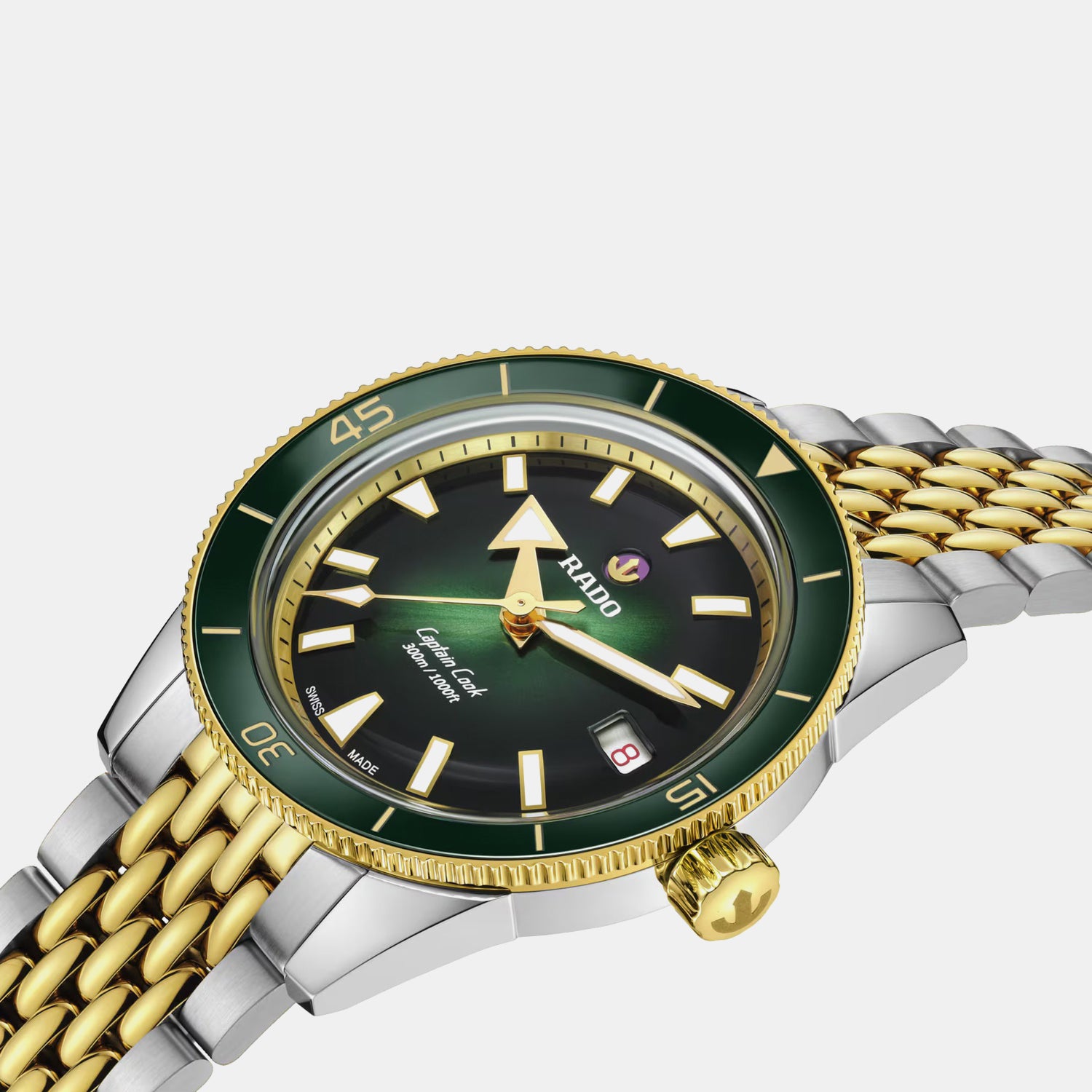 Captain Cook Men Automatic Black Green Gradient Dial Analog Stainless Steel Watch R32225313