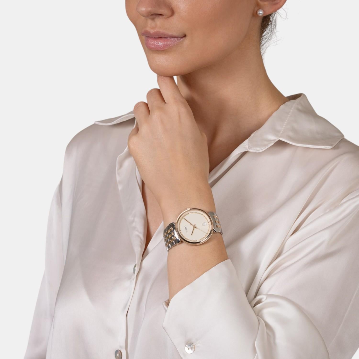 Florence Men Quartz Champagne Dial Analog Stainless Steel Watch R48912403