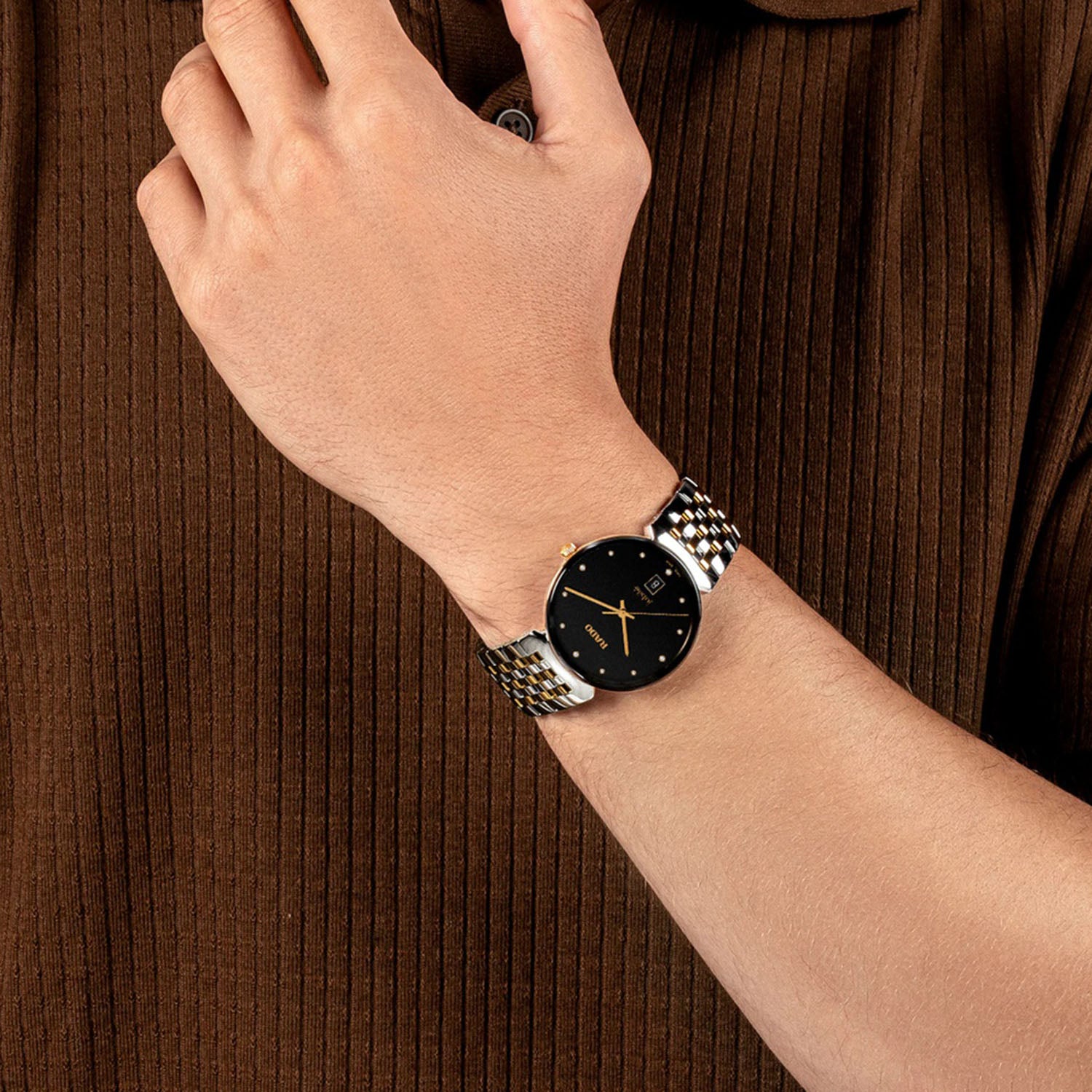 Florence Men Quartz Black Dial Analog Stainless Steel Watch R48912743