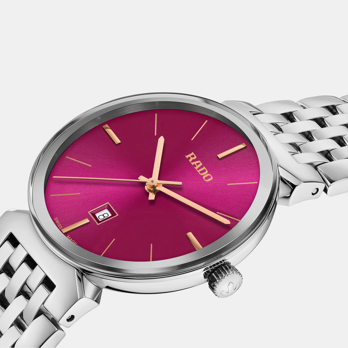 Women Quartz Pink Dial Analog Stainless Steel Watch R48913413