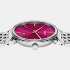 Women Quartz Pink Dial Analog Stainless Steel Watch R48913413