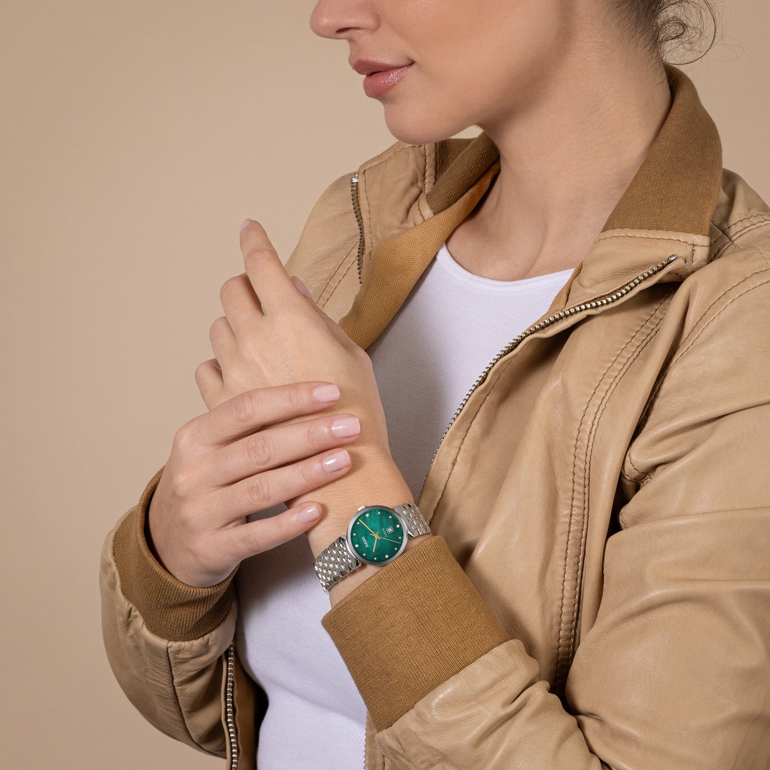 Florence Women Quartz Green Dial Analog Stainless Steel Watch R48913903