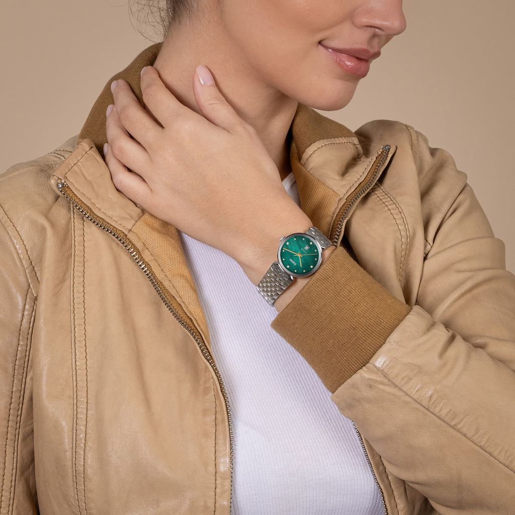 Florence Women Quartz Green Dial Analog Stainless Steel Watch R48913903