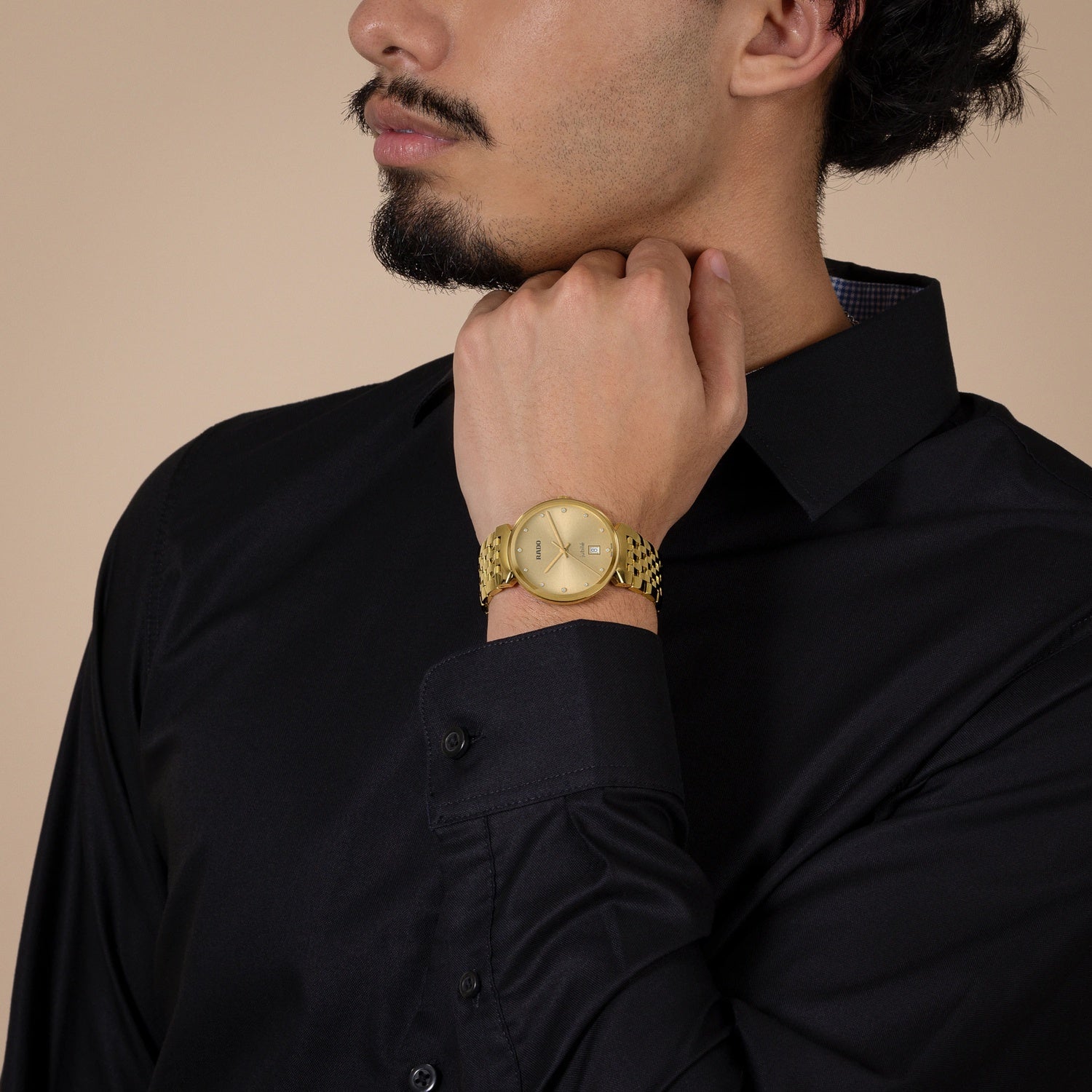 Florence Unisex Quartz Gold Dial Analog Stainless Steel Watch R48914713