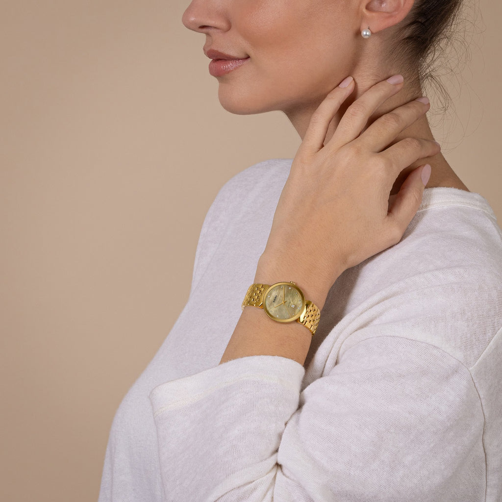 Florence Women Quartz Gold Dial Analog Stainless Steel Watch R48915903