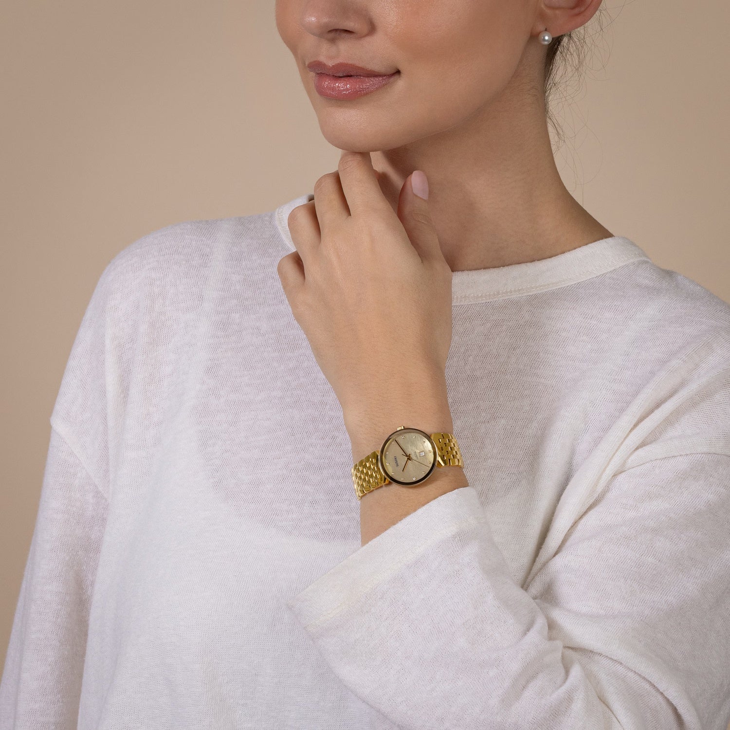 Florence Women Quartz Gold Dial Analog Stainless Steel Watch R48915903