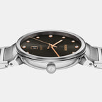 Florence Diamonds Women Quartz Black Dial Analog Stainless Steel Watch R48921703